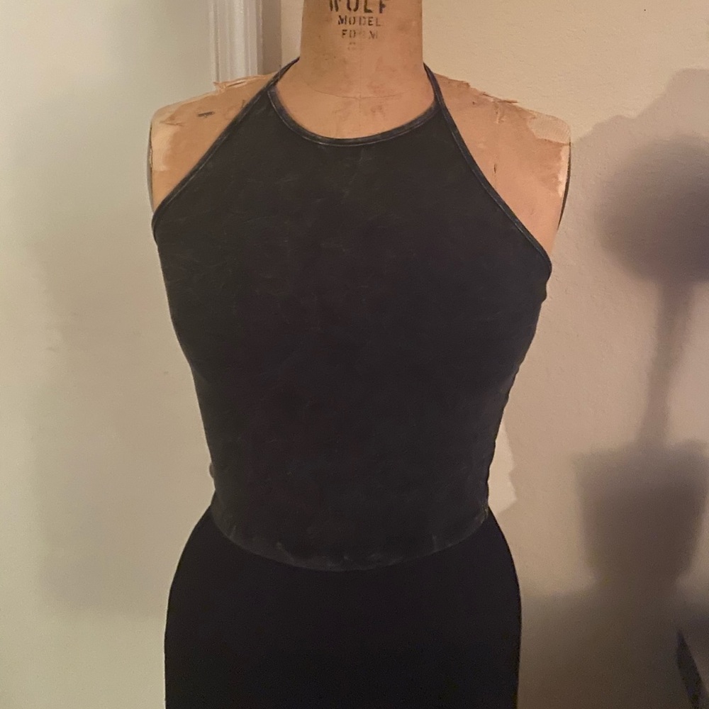 Black acid wash halter top (small)